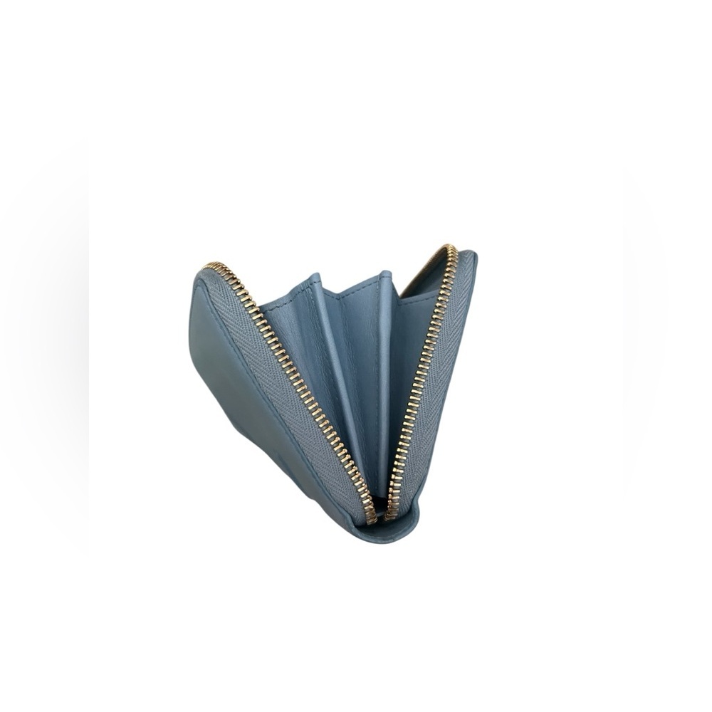 SAINT LAURENT Bleu Glacier Calfskin Leather Classic Y Zip Wallet - Picture 9 of 13